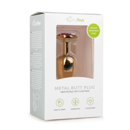(image for) Gold Colored Butt Plug With Round Pink Stone