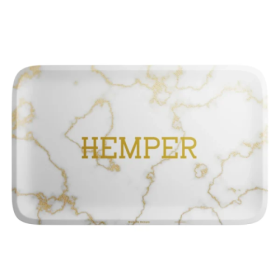Hemper Luxury Marble White/Gold Rolling Platform