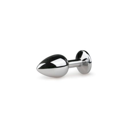 (image for) Metal butt plug with pink stone - silver colored