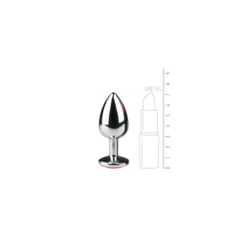 (image for) Metal butt plug with pink stone - silver colored