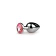 (image for) Metal butt plug with pink stone - silver colored
