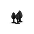 (image for) Silicone Butt Plug With Diamond Three-Piece - Black