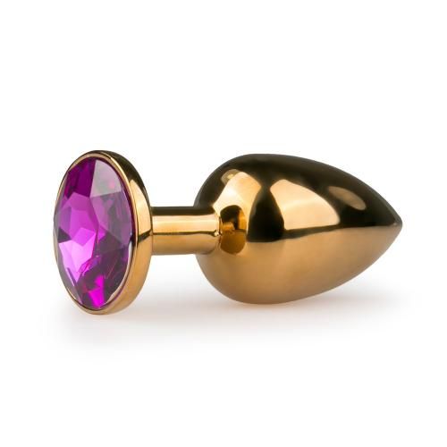 (image for) Gold Colored Butt Plug With Round Pink Stone