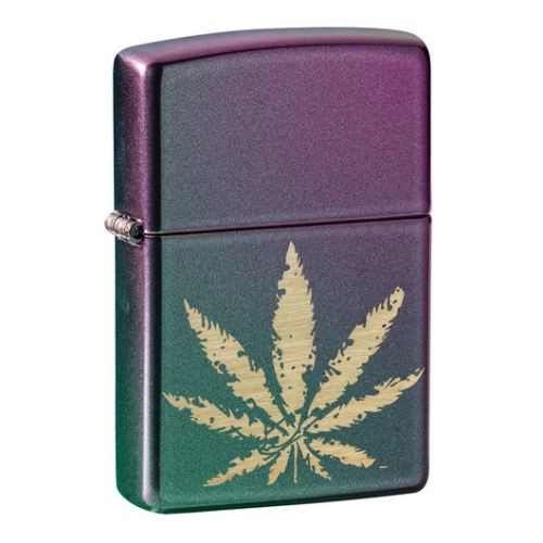 (image for) Zippo Lighter – Cannabis Design Iridescent Engraved
